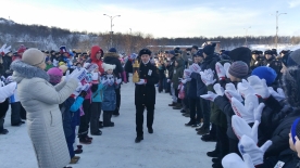 Юные североморцы приняли участие  в  торжественной эстафете  передачи огня III зимних Всемирных военных игр